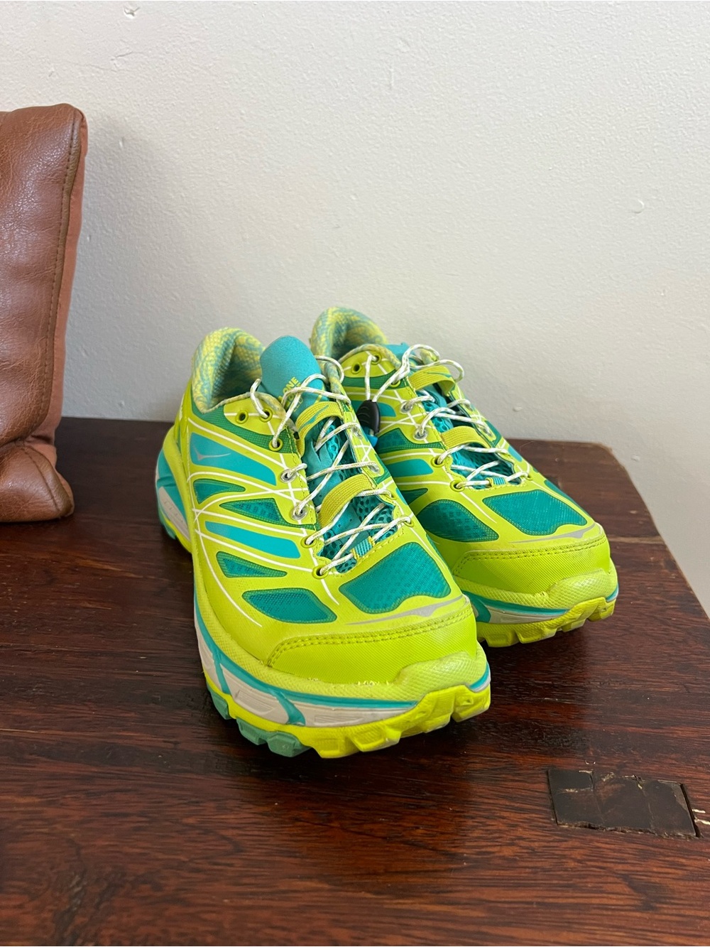 Hoka One One Neon Green & Teal Trail Running Shoes